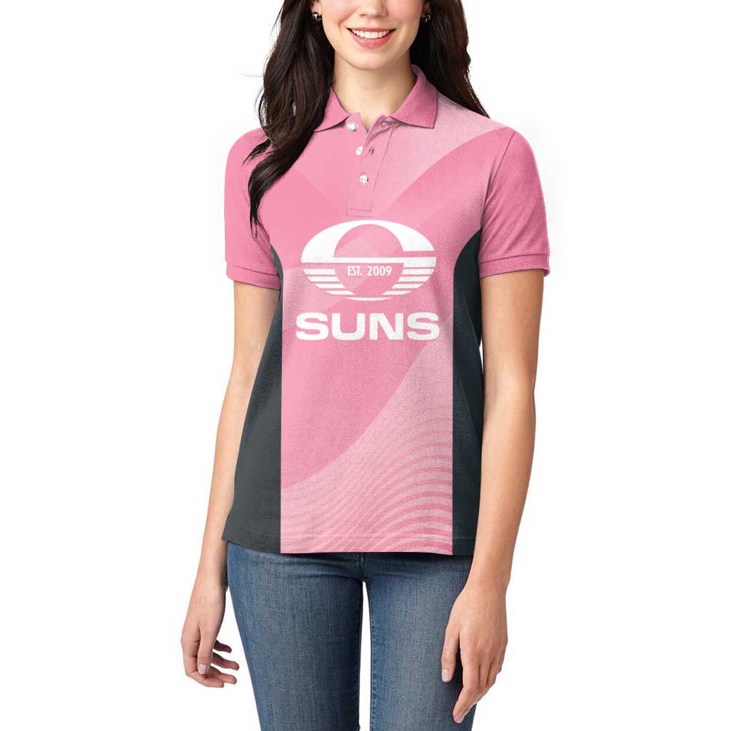 Suns Football Custom Women Polo Shirt Gold Coast Est 2009 Pink - Aussie Hoodie