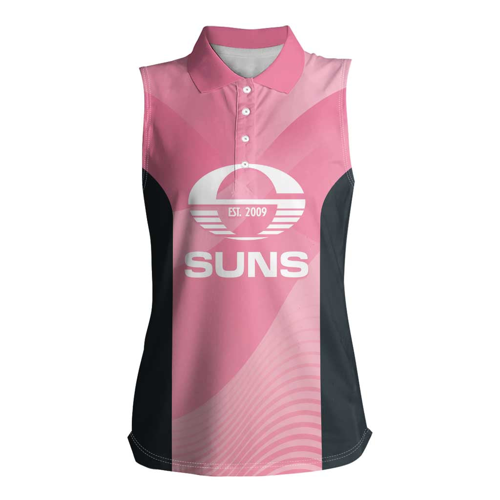 Suns Football Custom Women Sleeveless Polo Shirt Gold Coast Est 2009 Pink - Aussie Hoodie