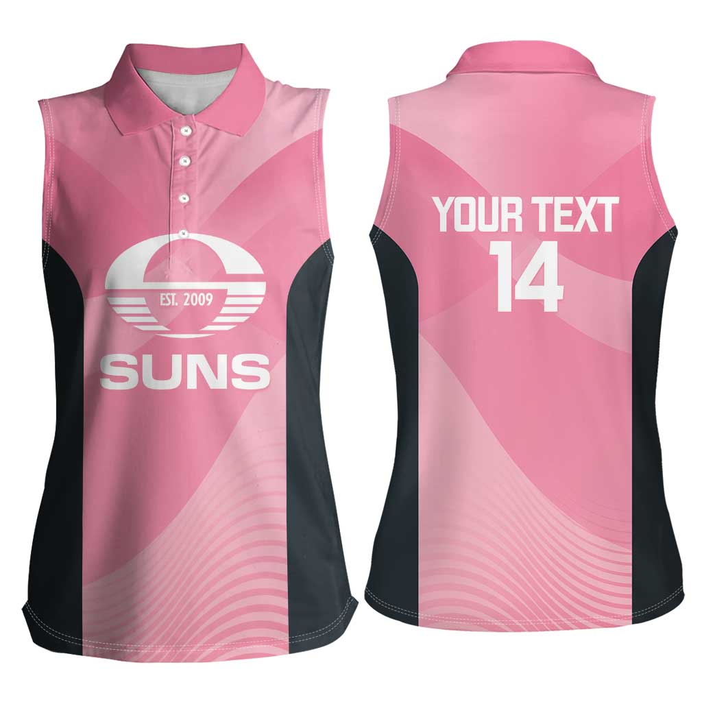 Suns Football Custom Women Sleeveless Polo Shirt Gold Coast Est 2009 Pink - Aussie Hoodie