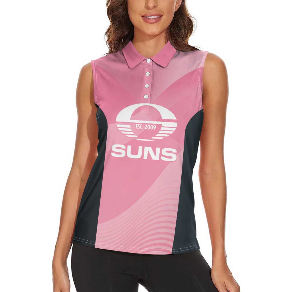 Suns Football Custom Women Sleeveless Polo Shirt Gold Coast Est 2009 Pink - Aussie Hoodie