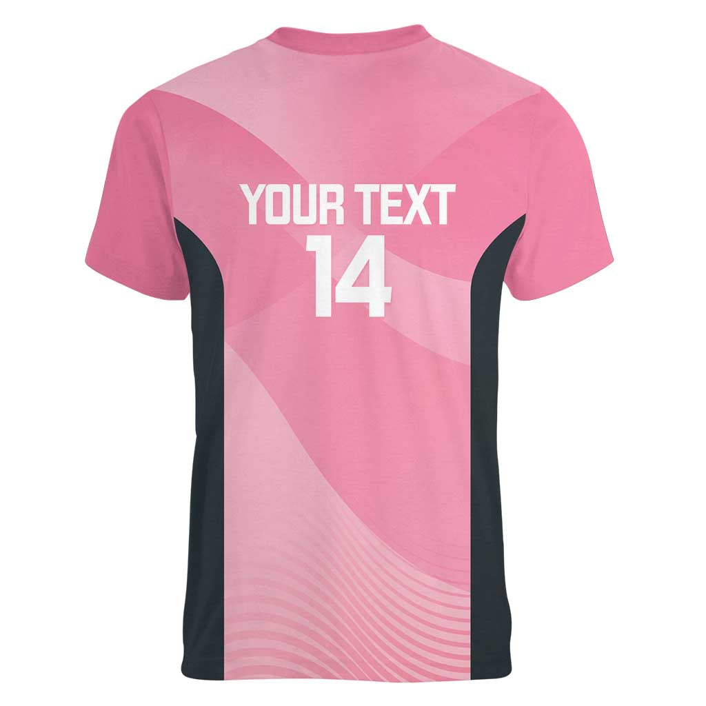 Suns Football Custom Women V-Neck T-Shirt Gold Coast Est 2009 Pink - Aussie Hoodie