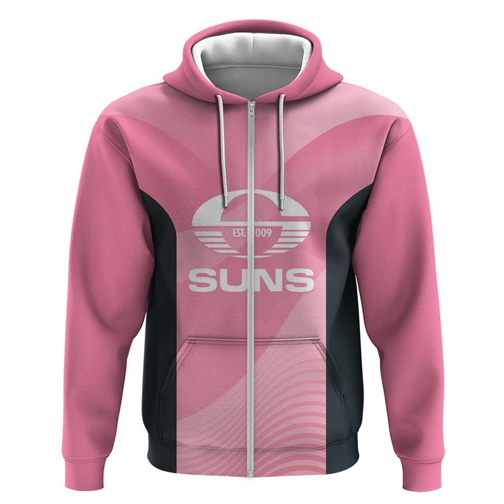 Suns Football Custom Zip Hoodie Gold Coast Est 2009 Pink - Aussie Hoodie