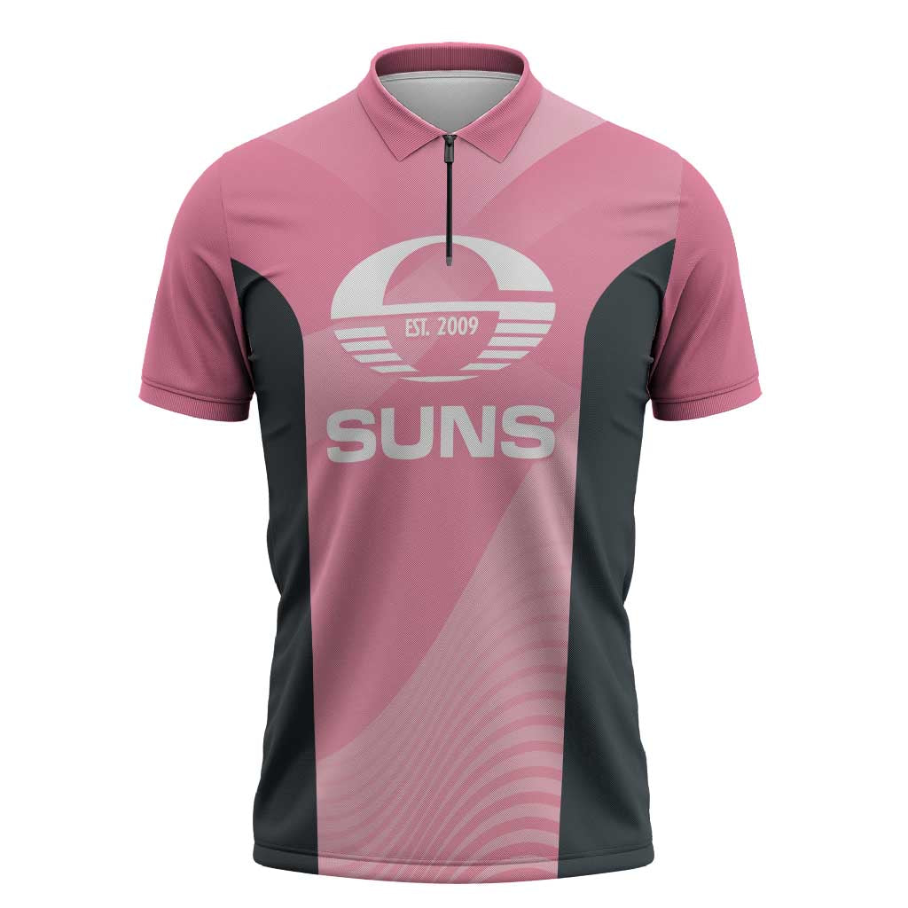 Suns Football Custom Zipper Polo Shirt Gold Coast Est 2009 Pink - Aussie Hoodie