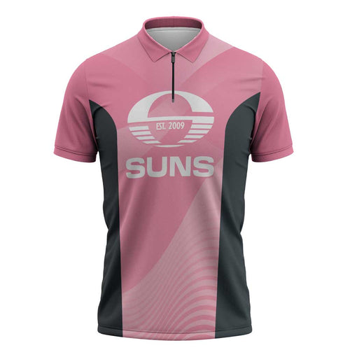 Suns Football Custom Zipper Polo Shirt Gold Coast Est 2009 Pink - Aussie Hoodie