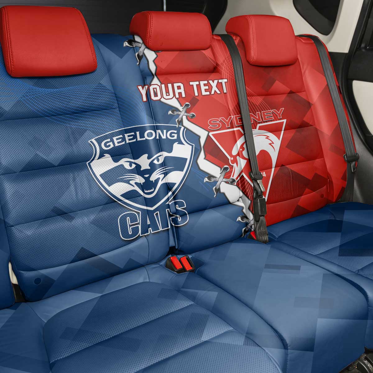 Custom Swans And Cats Football Back Car Seat Cover 2024 Together Dynamic Version
