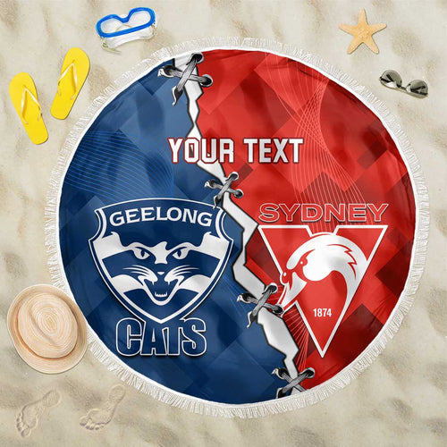 Custom Swans And Cats Football Beach Blanket 2024 Together Dynamic Version