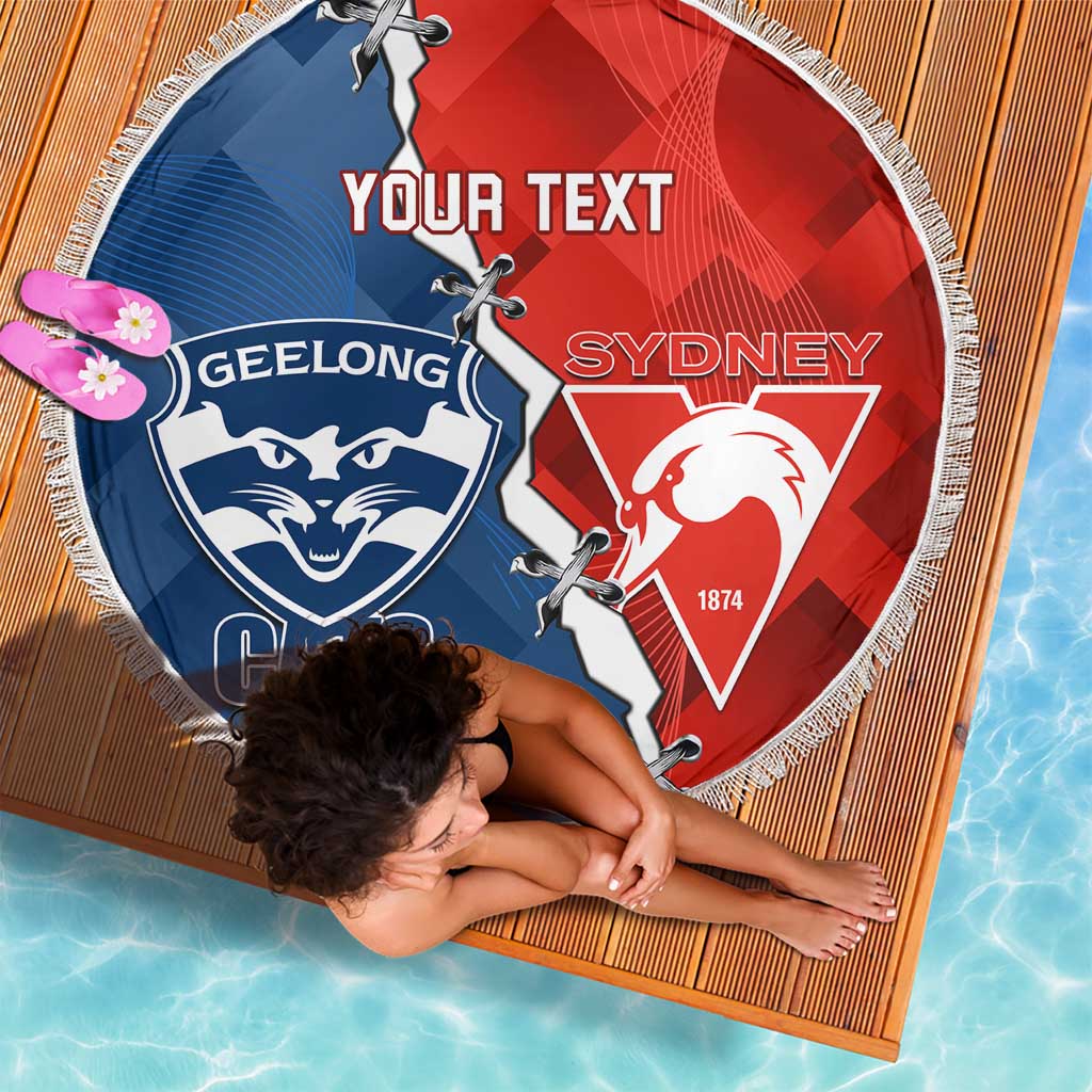 Custom Swans And Cats Football Beach Blanket 2024 Together Dynamic Version