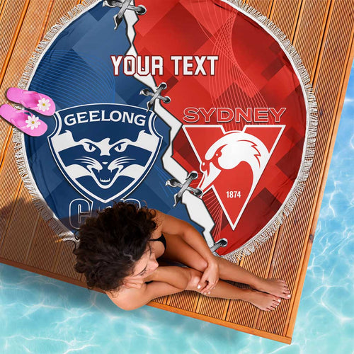 Custom Swans And Cats Football Beach Blanket 2024 Together Dynamic Version