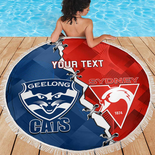 Custom Swans And Cats Football Beach Blanket 2024 Together Dynamic Version
