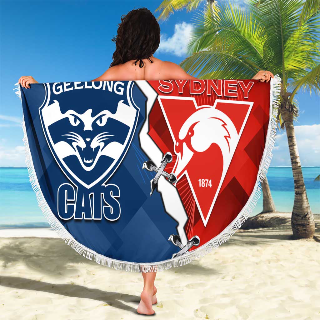 Custom Swans And Cats Football Beach Blanket 2024 Together Dynamic Version
