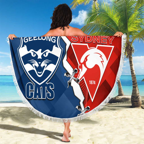Custom Swans And Cats Football Beach Blanket 2024 Together Dynamic Version