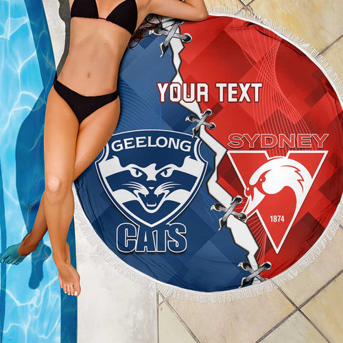 Custom Swans And Cats Football Beach Blanket 2024 Together Dynamic Version