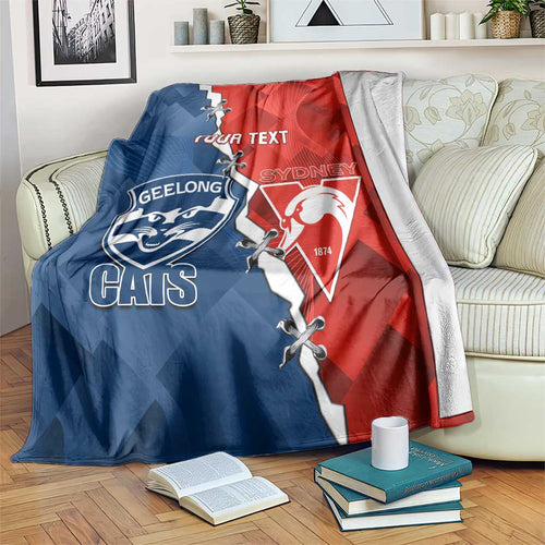 Custom Swans And Cats Football Blanket 2024 Together Dynamic Version