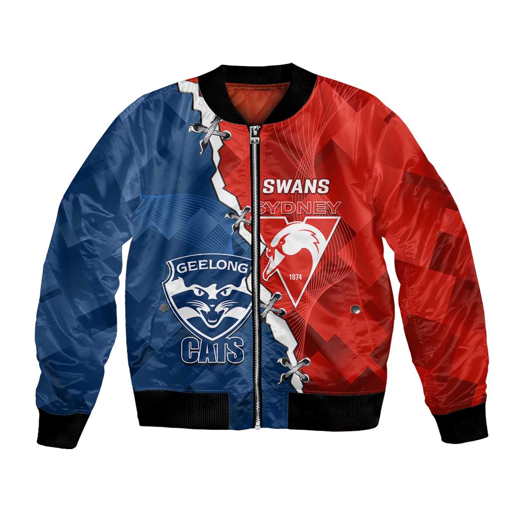 Custom Swans And Cats Football Bomber Jacket 2024 Together Dynamic Version