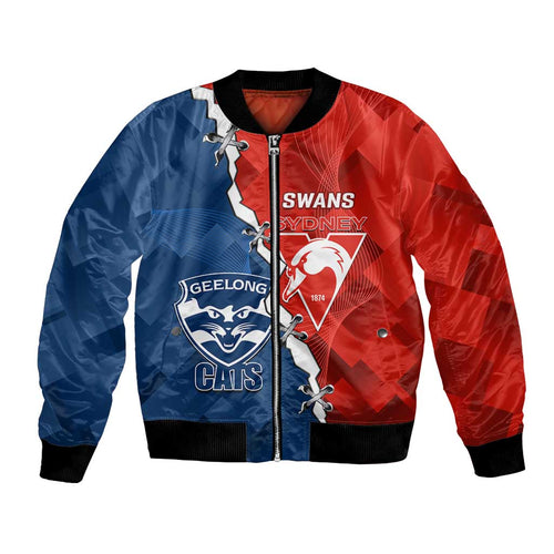 Custom Swans And Cats Football Bomber Jacket 2024 Together Dynamic Version
