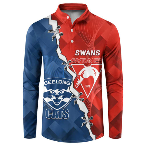 Custom Swans And Cats Football Button Sweatshirt 2024 Together Dynamic Version