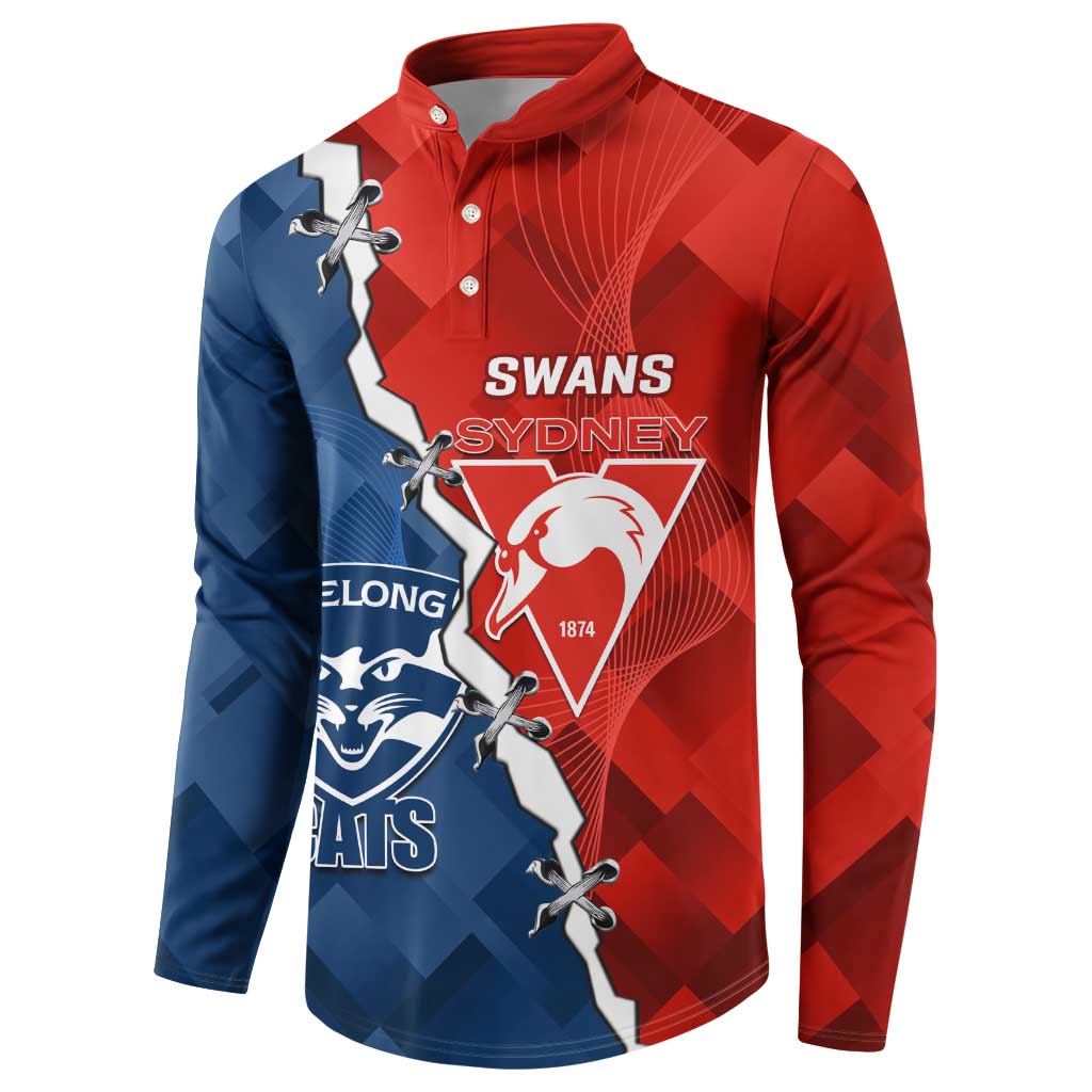 Custom Swans And Cats Football Button Sweatshirt 2024 Together Dynamic Version