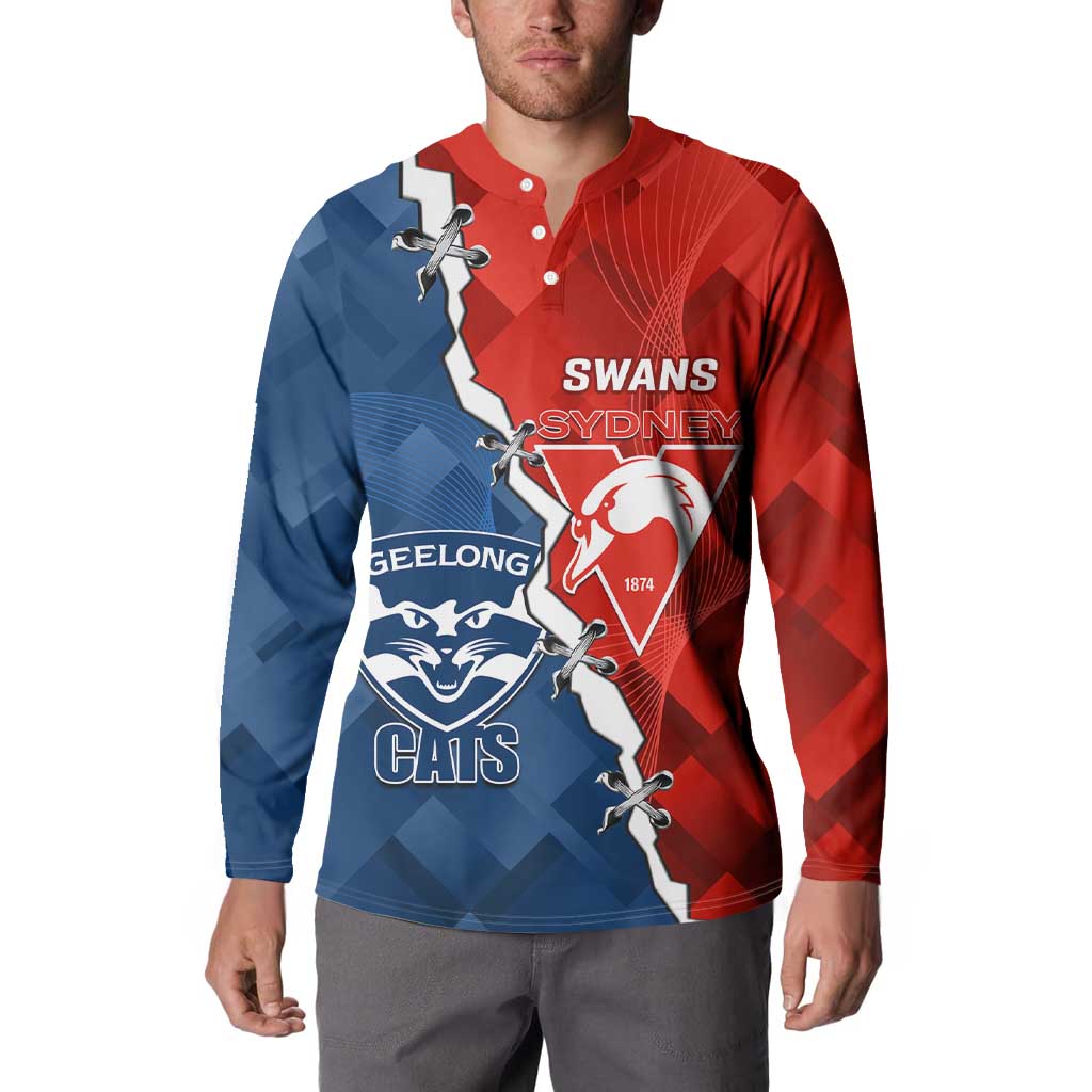 Custom Swans And Cats Football Button Sweatshirt 2024 Together Dynamic Version