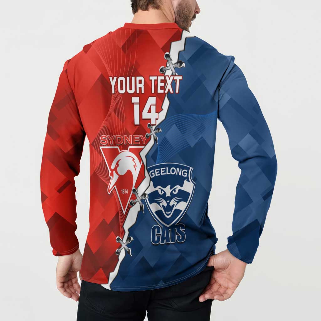 Custom Swans And Cats Football Button Sweatshirt 2024 Together Dynamic Version