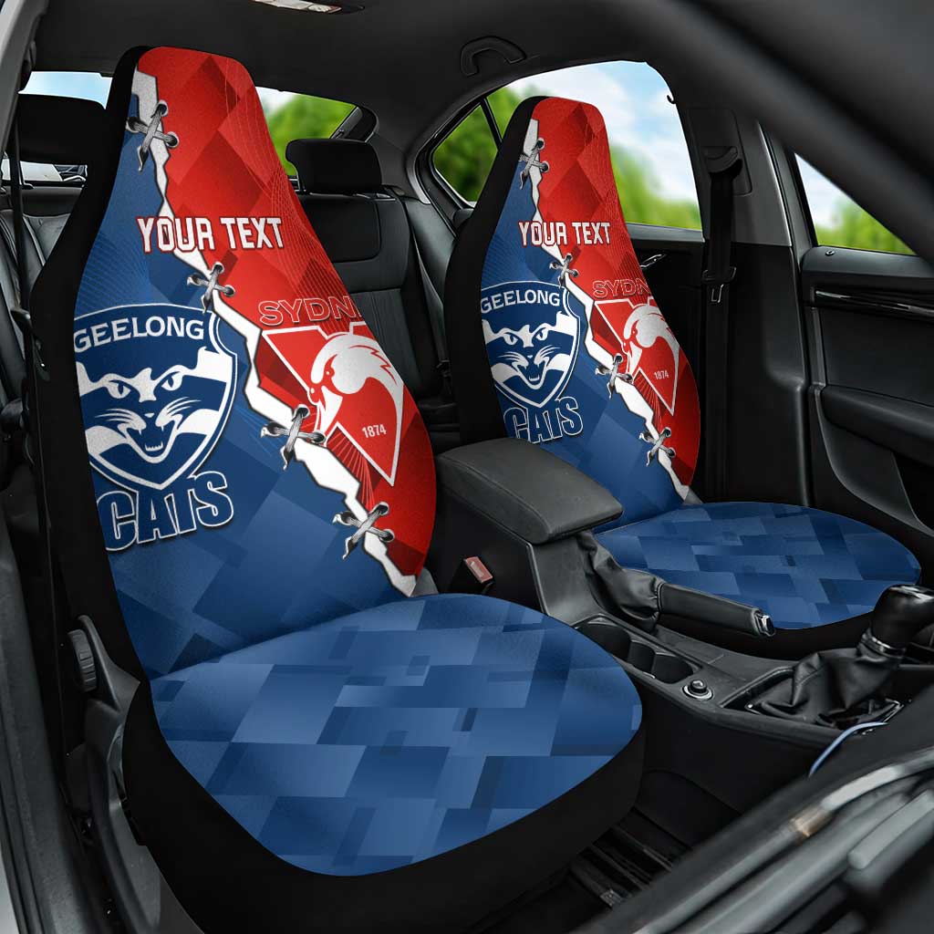 Custom Swans And Cats Football Car Seat Cover 2024 Together Dynamic Version