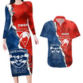 Custom Swans And Cats Football Couples Matching Long Sleeve Bodycon Dress and Hawaiian Shirt 2024 Together Dynamic Version