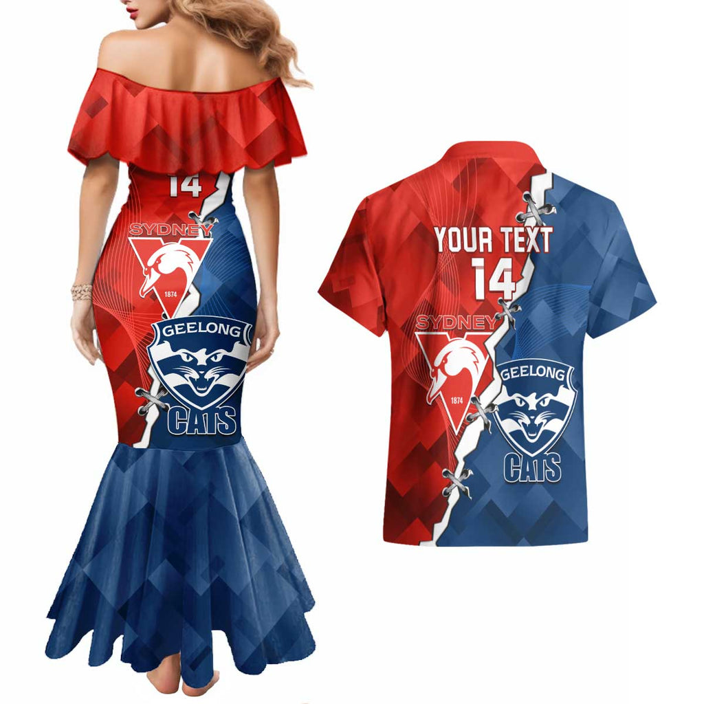 Custom Swans And Cats Football Couples Matching Mermaid Dress and Hawaiian Shirt 2024 Together Dynamic Version