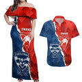 Custom Swans And Cats Football Couples Matching Off Shoulder Maxi Dress and Hawaiian Shirt 2024 Together Dynamic Version