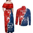 Custom Swans And Cats Football Couples Matching Off Shoulder Maxi Dress and Long Sleeve Button Shirt 2024 Together Dynamic Version