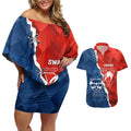 Custom Swans And Cats Football Couples Matching Off Shoulder Short Dress and Hawaiian Shirt 2024 Together Dynamic Version