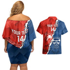 Custom Swans And Cats Football Couples Matching Off Shoulder Short Dress and Hawaiian Shirt 2024 Together Dynamic Version
