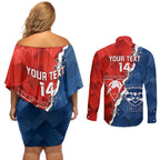 Custom Swans And Cats Football Couples Matching Off Shoulder Short Dress and Long Sleeve Button Shirt 2024 Together Dynamic Version