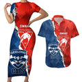 Custom Swans And Cats Football Couples Matching Short Sleeve Bodycon Dress and Hawaiian Shirt 2024 Together Dynamic Version