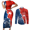 Custom Swans And Cats Football Couples Matching Short Sleeve Bodycon Dress and Long Sleeve Button Shirt 2024 Together Dynamic Version