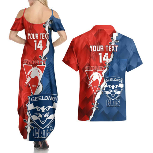 Custom Swans And Cats Football Couples Matching Summer Maxi Dress and Hawaiian Shirt 2024 Together Dynamic Version
