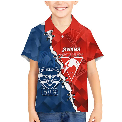 Custom Swans And Cats Football Family Matching Mermaid Dress and Hawaiian Shirt 2024 Together Dynamic Version