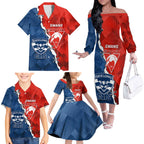 Custom Swans And Cats Football Family Matching Off The Shoulder Long Sleeve Dress and Hawaiian Shirt 2024 Together Dynamic Version