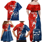 Custom Swans And Cats Football Family Matching Off Shoulder Maxi Dress and Hawaiian Shirt 2024 Together Dynamic Version