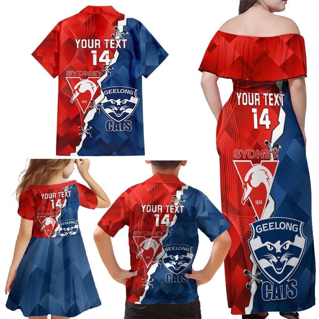 Custom Swans And Cats Football Family Matching Off Shoulder Maxi Dress and Hawaiian Shirt 2024 Together Dynamic Version