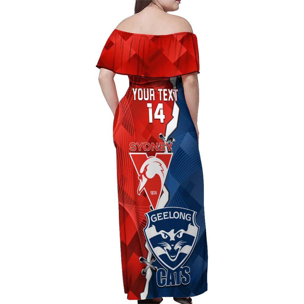 Custom Swans And Cats Football Family Matching Off Shoulder Maxi Dress and Hawaiian Shirt 2024 Together Dynamic Version