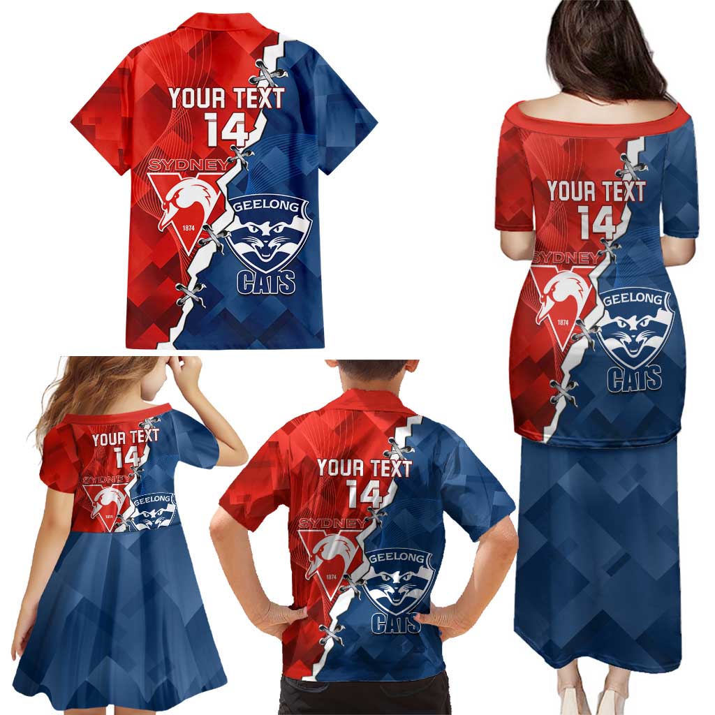 Custom Swans And Cats Football Family Matching Puletasi and Hawaiian Shirt 2024 Together Dynamic Version