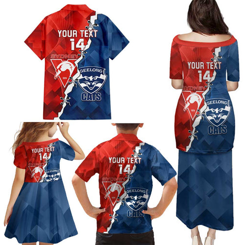 Custom Swans And Cats Football Family Matching Puletasi and Hawaiian Shirt 2024 Together Dynamic Version