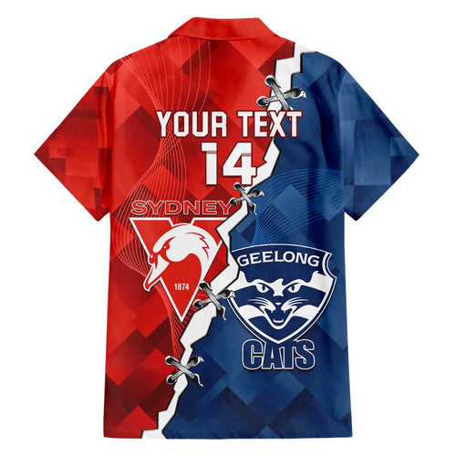 Custom Swans And Cats Football Family Matching Short Sleeve Bodycon Dress and Hawaiian Shirt 2024 Together Dynamic Version