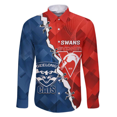 Custom Swans And Cats Football Family Matching Short Sleeve Bodycon Dress and Hawaiian Shirt 2024 Together Dynamic Version