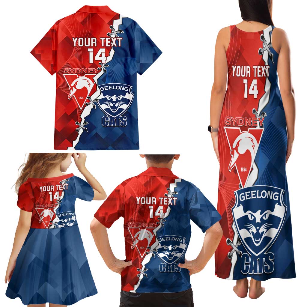 Custom Swans And Cats Football Family Matching Tank Maxi Dress and Hawaiian Shirt 2024 Together Dynamic Version