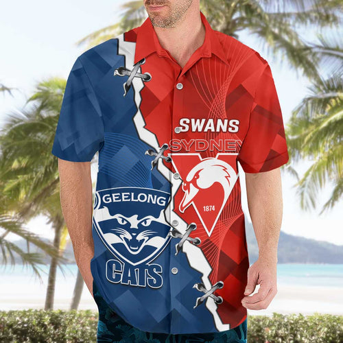 Custom Swans And Cats Football Hawaiian Shirt 2024 Together Dynamic Version