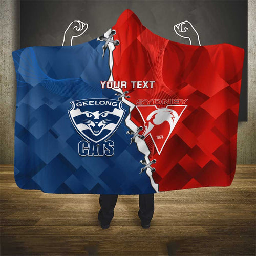 Custom Swans And Cats Football Hooded Blanket 2024 Together Dynamic Version