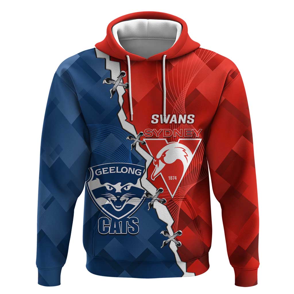 Custom Swans And Cats Football Hoodie 2024 Together Dynamic Version