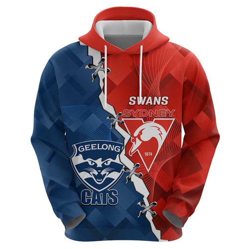 Custom Swans And Cats Football Hoodie 2024 Together Dynamic Version