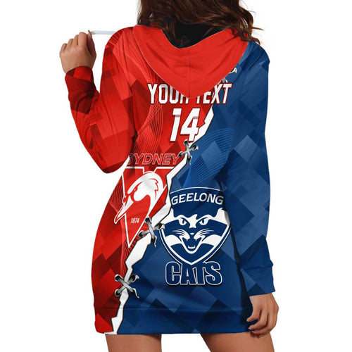 Custom Swans And Cats Football Hoodie Dress 2024 Together Dynamic Version