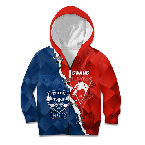 Custom Swans And Cats Football Kid Hoodie 2024 Together Dynamic Version